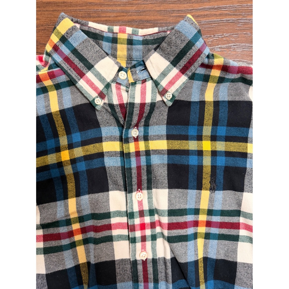 Ralph Lauren Classic Fit Plaid Flannel Shirt Mens Medium Multicolor Button Down - Picture 2 of 4